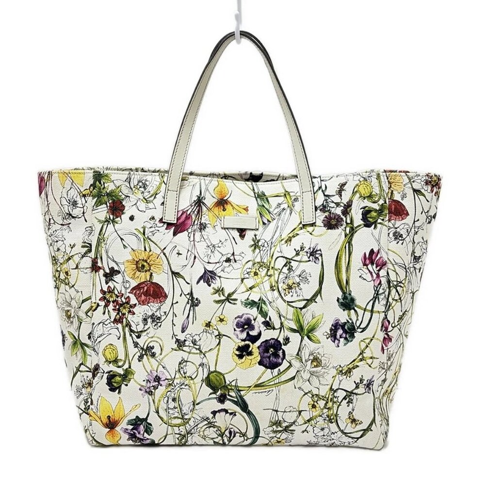 GUCCI Flora White Green Multi Canvas Leather - Tote Bag 409-052225 - Picture 2 of 9